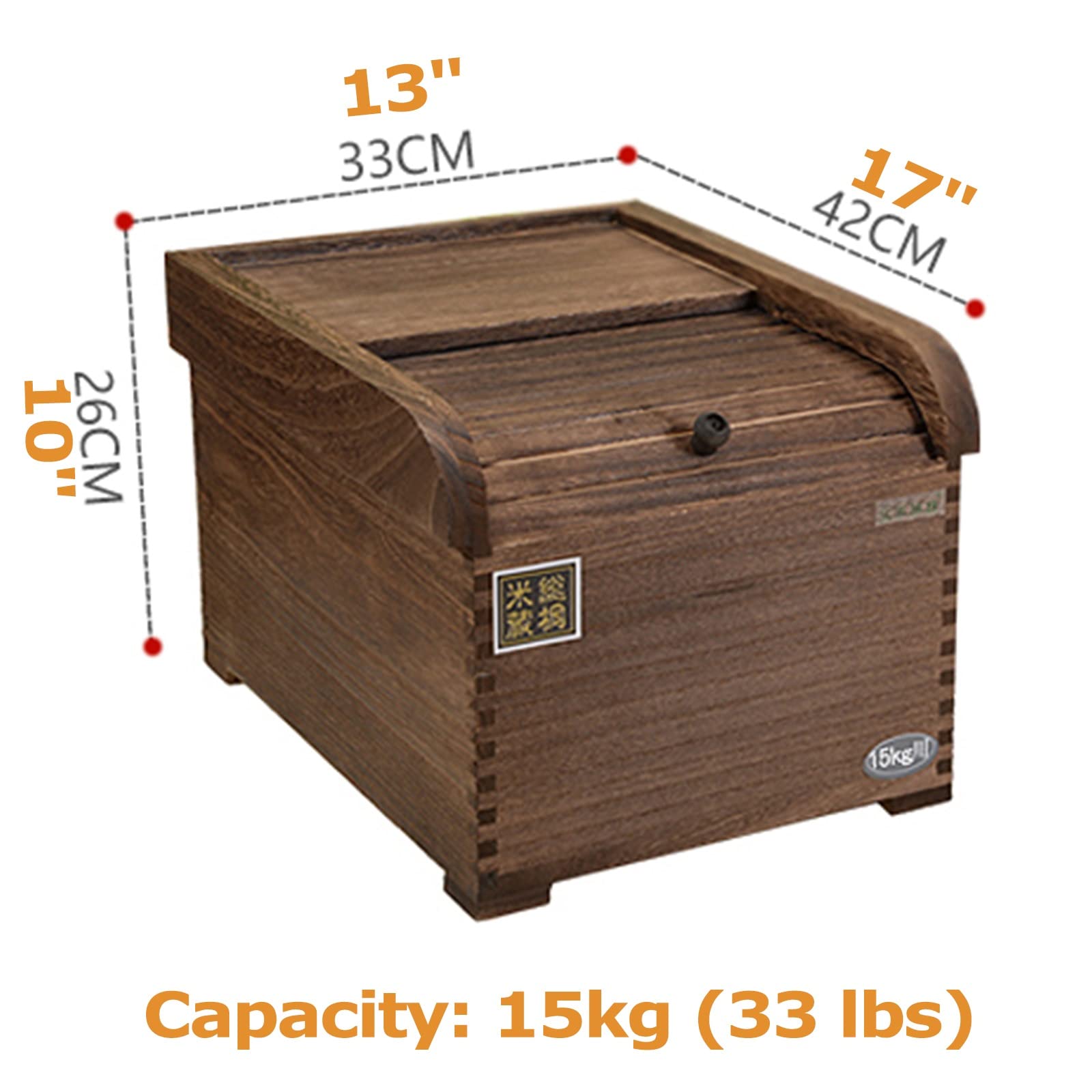 Contenitori per Alimenti Ermetici Dispenser di riso in legno - cibo secco/cereali/farina/fagioli/cereali, scatola di immagazzinaggio sigillata con coperchio, armadi da cucina per la casa, grande capac
