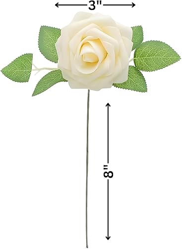 Miniatura 2 de Rosas de espuma artificial Atractivas flores falsas para decoración Centros de mesa de boda de bricolaje, ramos y más Incluye 50 rosas con tallos