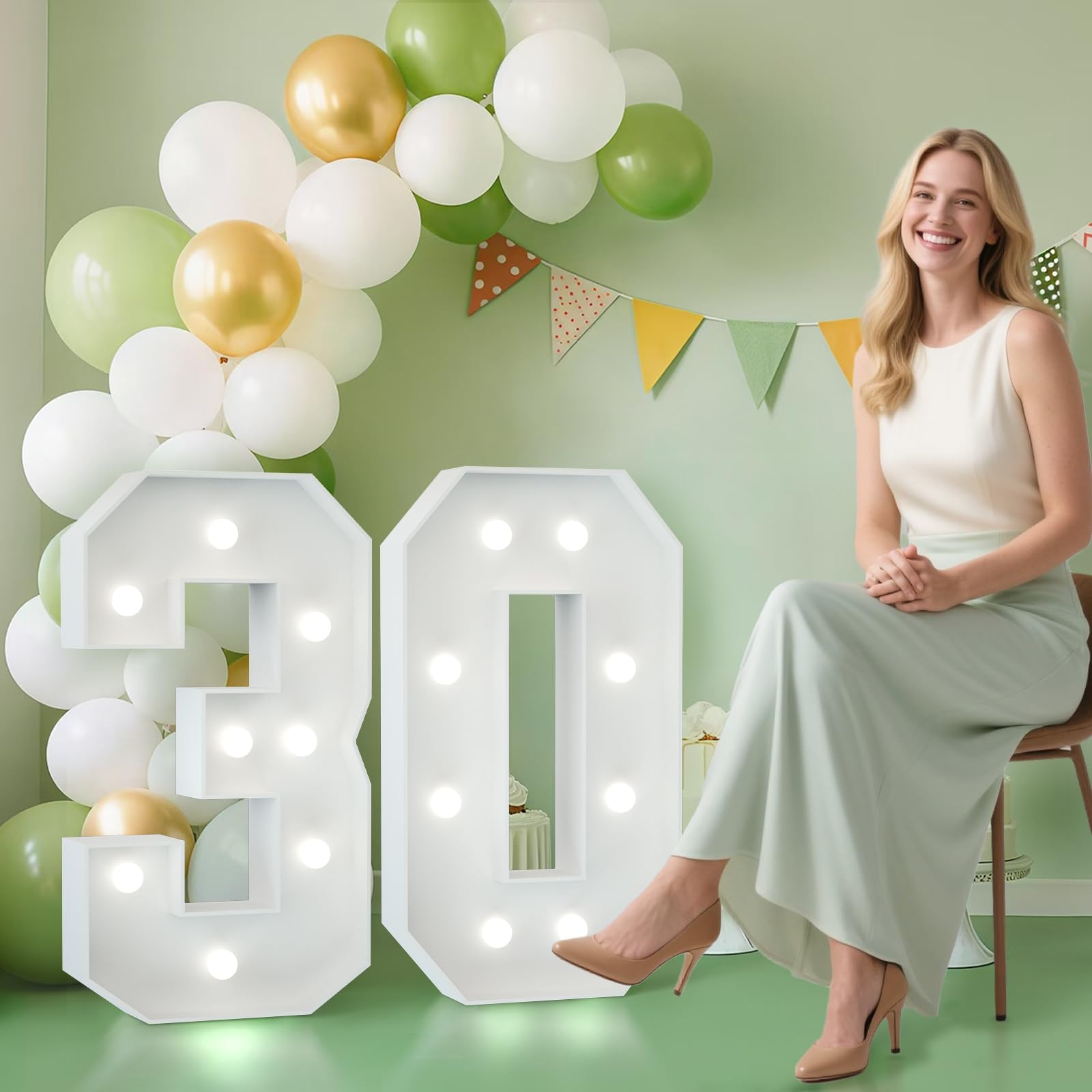 JoyMuse 2.3FT 30 Marquee Numbers, 30 Light up Numbers Numero 30 para Cumpleaños for Birthday Party Anniversary Backdrop