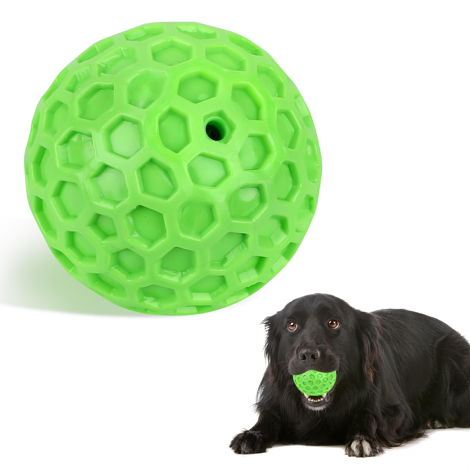 Squeaky Dog Balls 1 97 inch Tough Indestructible Dog Toys for Aggressive Chewers Groove Design Interactive Pet Teeth