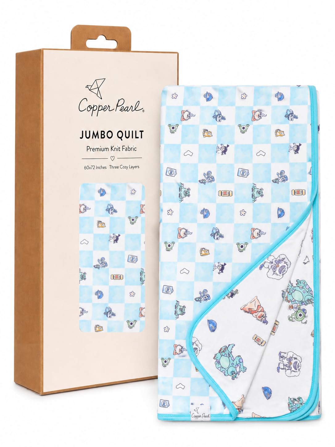 Copper Pearl Jumbo Three-Layer Baby Blanket: Soft Baby Quilts for Boys and Girls | Breathable, Cozy, Toddler Blanket | Baby Quilt for Newborns | 60x72 Premium Material | Monsters Inc Medley