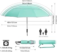 Vista 25 de G4Free Paraguas invertido resistente al viento de 54/62 pulgadas con rayas reflectantes, paraguas de golf grande y compacto para lluvia, 10