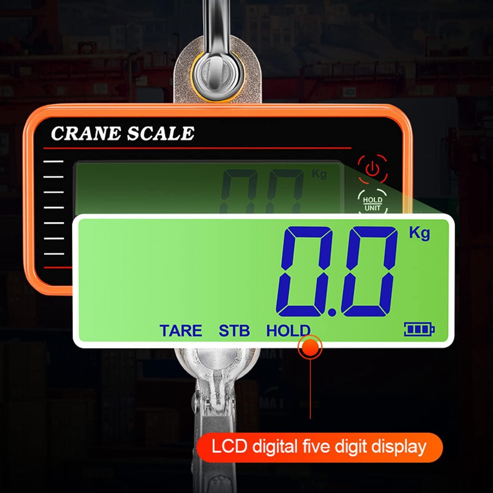 Bilancia Digitale Gru 1500 Kg 3000 Lb con Telecomando Display a LED Bilancia Sospesa Industriale Elettronica Resistente Arancione