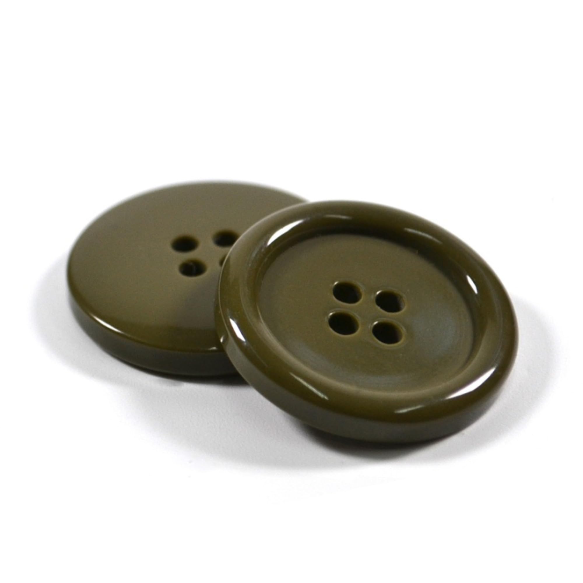 6 Pack Olive 15mm Round Plastic Buttons with 4 Holes - Ideal for Coats Jackets, Cardigans (24L), 15mm Buttons - 6 Pack - Image 2