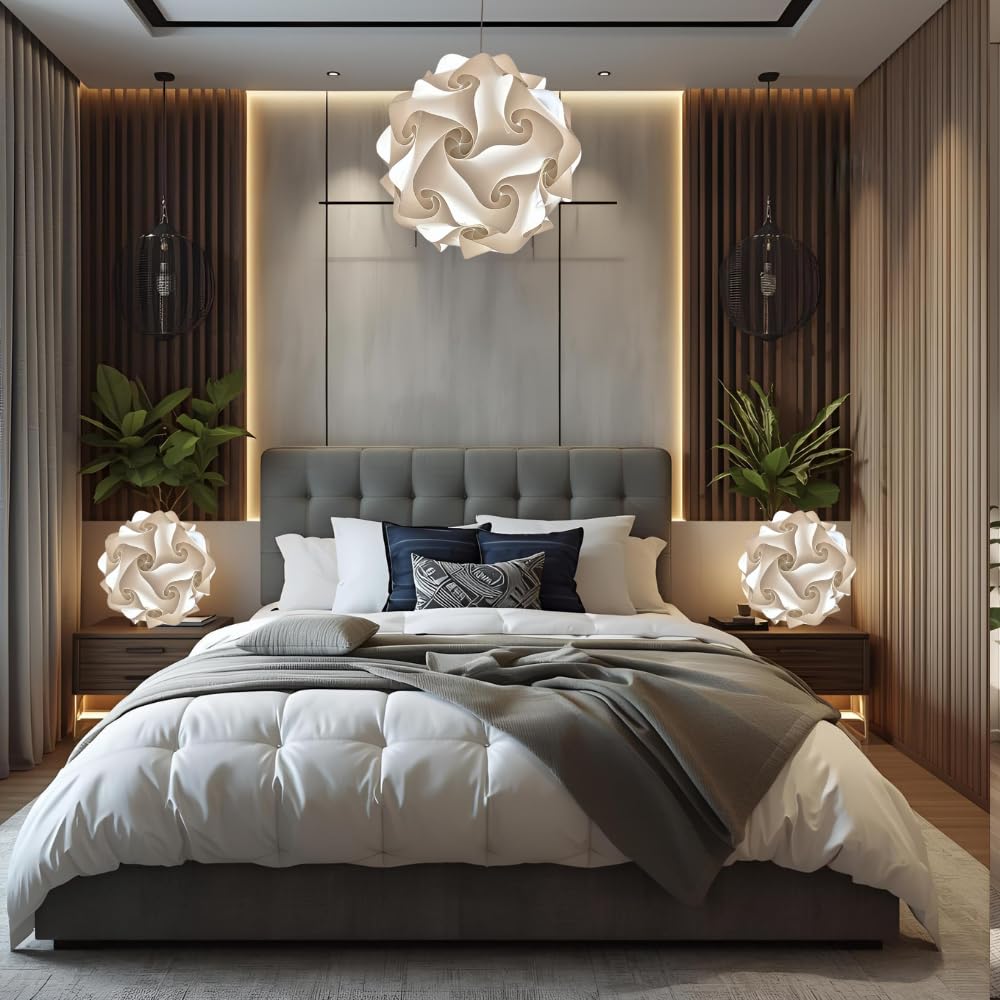 Lampadesign ® Lampada da comodino Camera da letto a Led Sfera Bianca moderna Abat jour FIOCCO 23 cm Luce notte lettura relax Tavolo Tavolino Scrivania Lampadina E27 Lampade comodini stanza