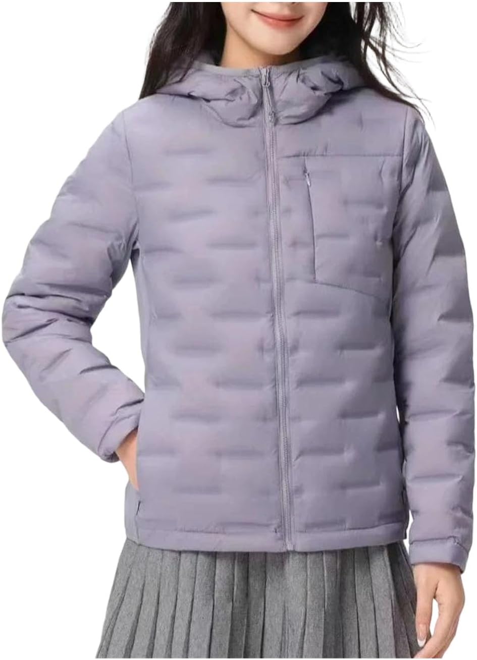 Women's Hooded Duck Down Jacket Lightweight Warm Casual Coat Fall Winter Parka Outerwear