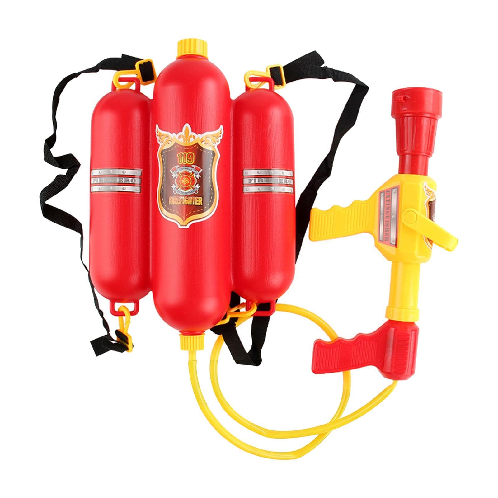 Kids Firefighter Backpack Water Toy - Summer Outdoor Water Sprayer for Pool, Backyard, Beach - Role Play Fireman Toy for Boys & Girls - Party Favors, Birthday Gifts for Ages 3+, Yellow Sprayer