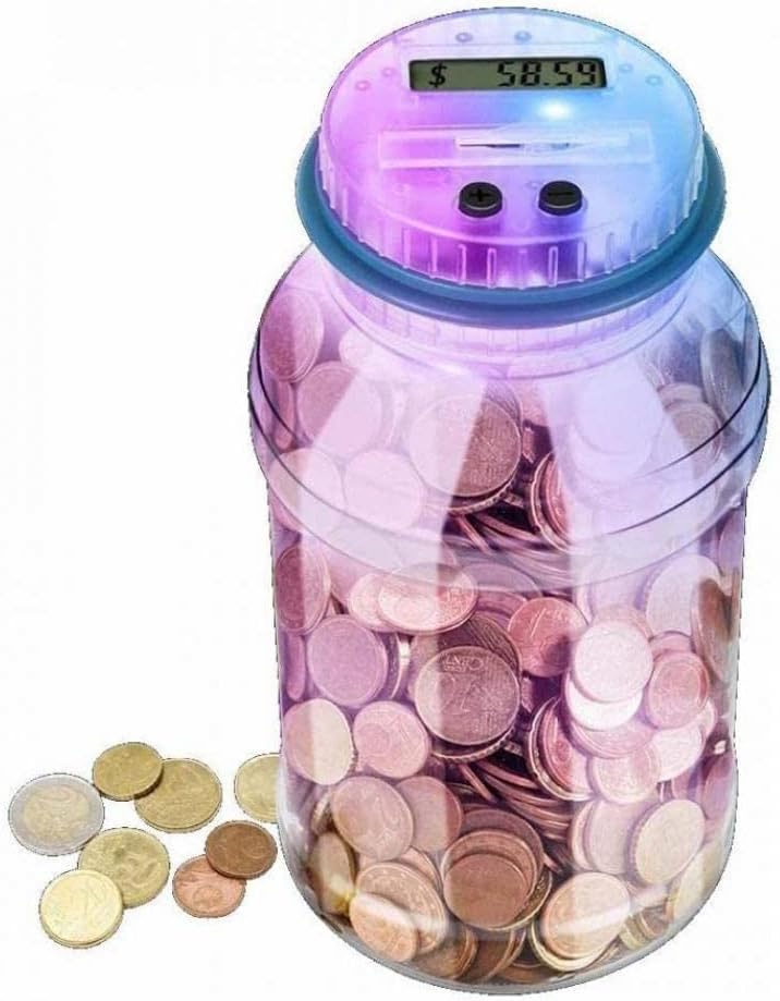 Digital Piggy Bank Counter, Automatic US Coin Counting Jar Money Box, Transparent