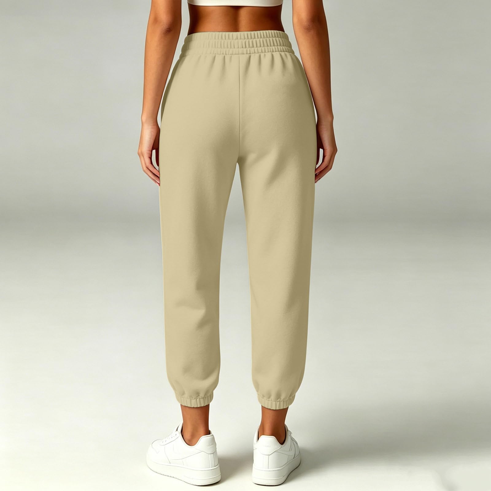 Generico Pantaloni Tuta Donna Pantloni Cotone con Elastico in Vita Morbidi Pantaloni da Corsa con Tasche a Gamba Dritta Pant Baggy Tinta Unita Pantalone Larghi a Vita Alta per Yoga e Fitness