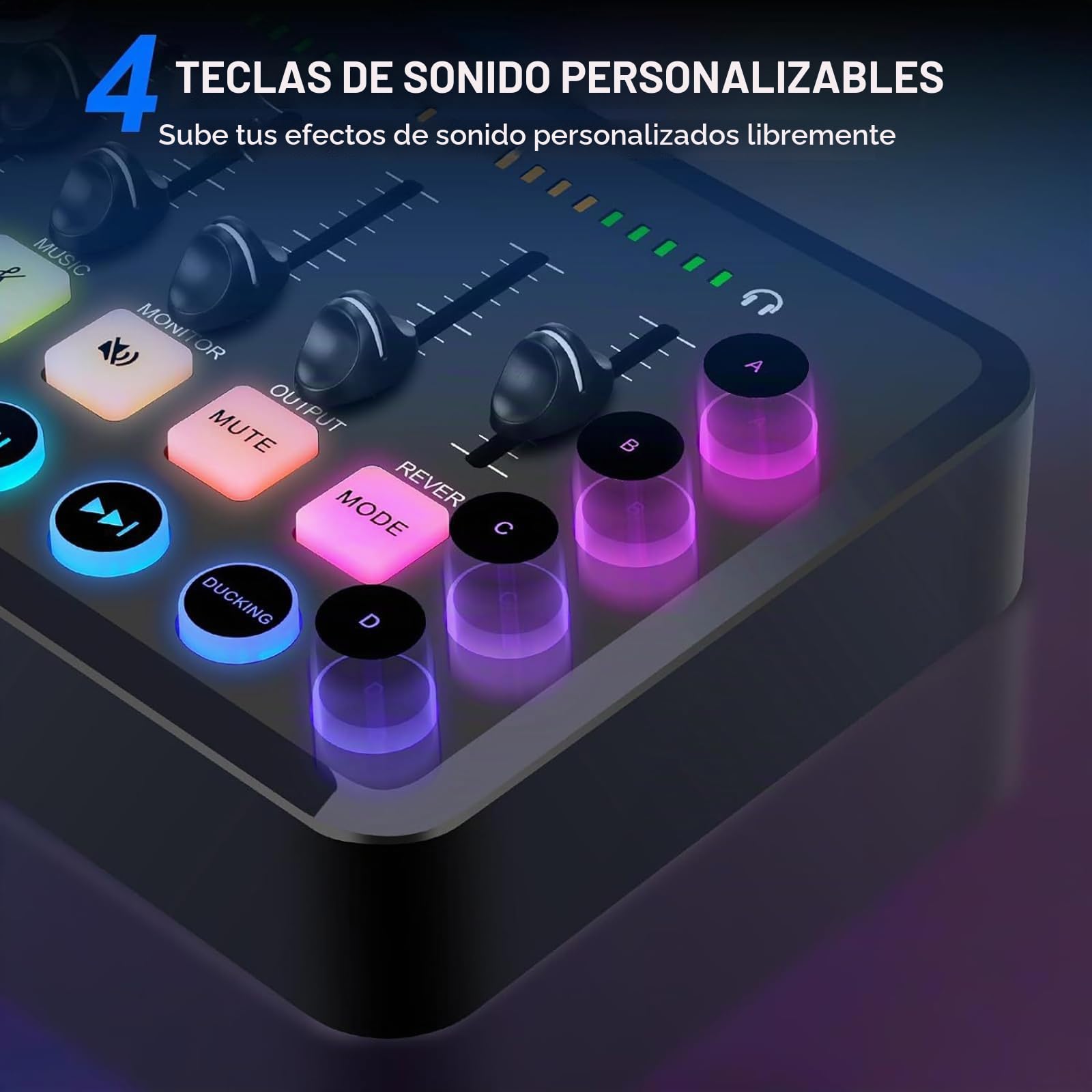 NEWFUN Mezclador de Audio,Mixer audio, Mesa de sonido, Incluye mezclador de audio y Micrófono BM800, Mezclador RGB para PC para Streaming, Control de Volumen para Podcasting, Grabación y voz