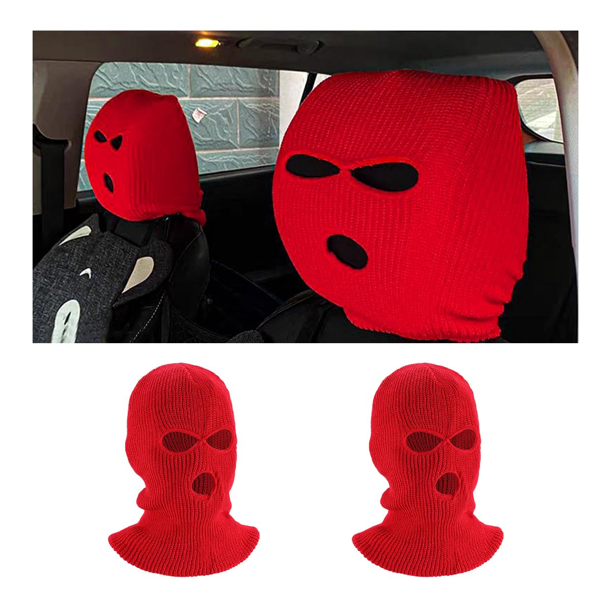 KVAEY Lot De 2 Housses D'appui-tête De Voiture, Masques Amusants Et Personnalisés Pour Appuie-tête De Siège Avant, Protection Universelle Pour Appuie-tête De Siège Automobile, Accessoires D'intérieur
