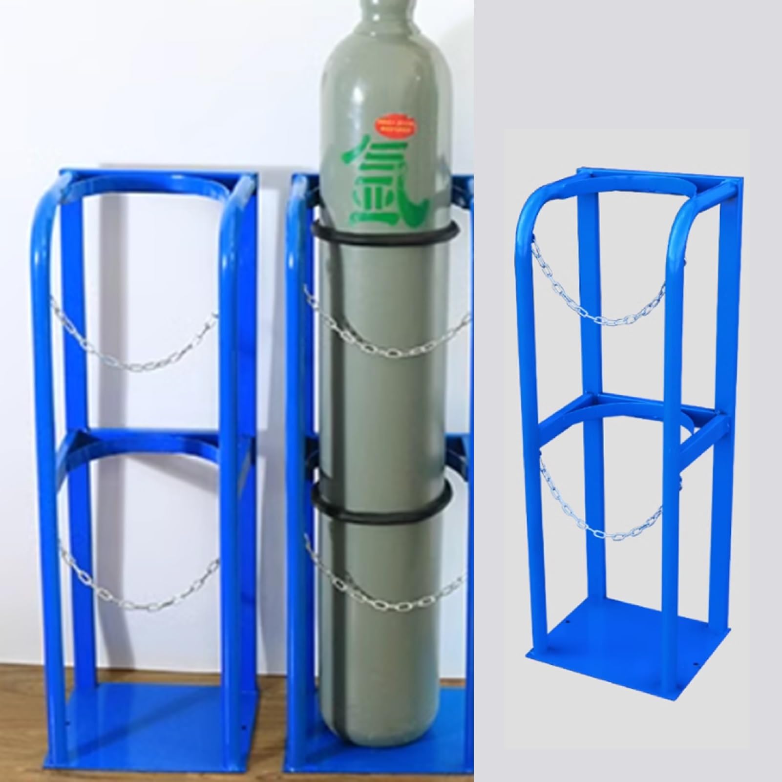GHHVFEC Oxygen cylinder rack,Durable Oxygen Tank Holder with Coated Finish - Floor-Mountable Gas Bottle Storage Rack, Universal Oxygen Cylinder Bracket for Factories (35x30/13.7x11.8 in)