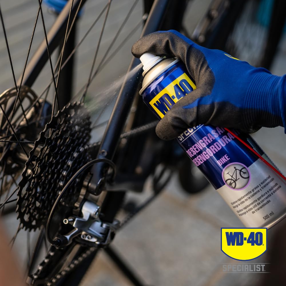 WD-40 Specialist Środek do czyszczenia łańcuchów rowerowych 500 ml – skuteczny środek do czyszczenia łańcuchów rowerowych do usuwania brudu, rdzy i osadów ze wszystkich typów rowerów, spowalnia