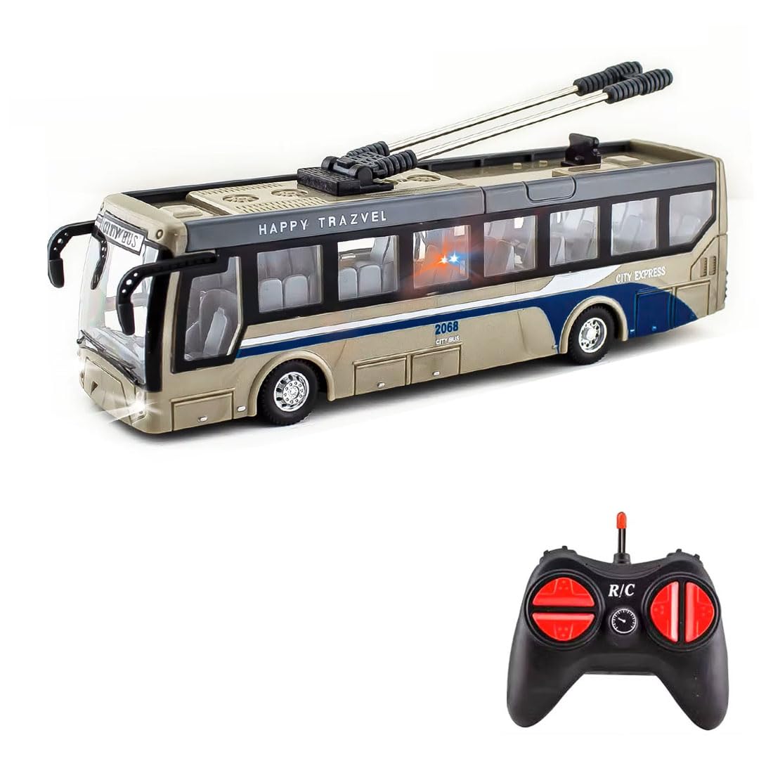 2.4GHz 4CH Remote Control Sightseeing Bus Model Toy with LED Lights | Full Function RC Bus for Kids | Simulation City Coach Design | Durable ABS Plastic | Educational RC Vehicle Gift-image-16