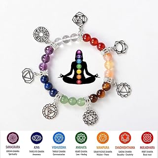 7 Chakra Healing Bracelets with Real Stones Gemstone Healing Chakra Bracelet Yoga Meditation Bracelets for Protection, Energy Healing