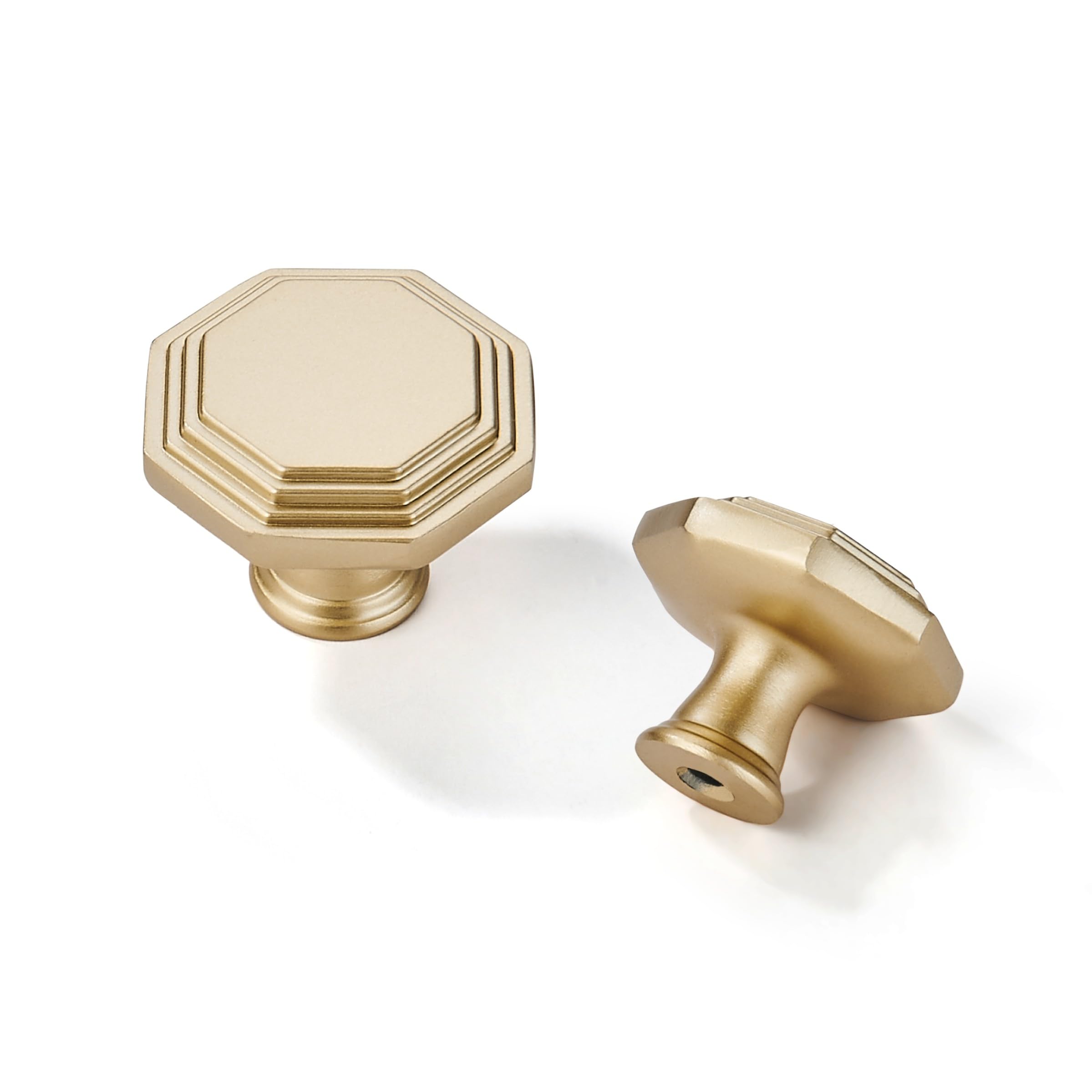 khtumeware 10 Pack Brushed Gold Cabinet Knobs - Heavy Duty Matte Satin Gold Drawer Pulls for Home Decor & Dresser Handle