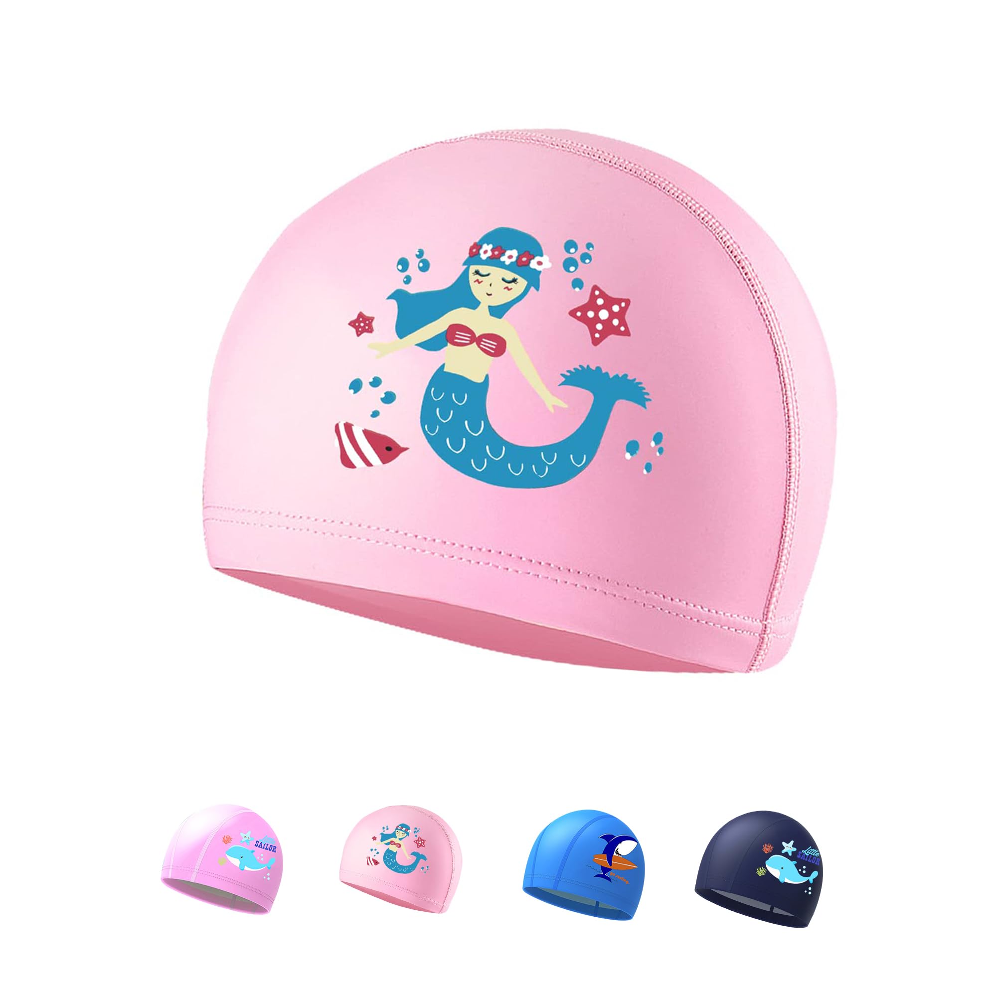 Gorro Piscina Niño de 4 a 9 Años, Gorro de Natación Niña, Material de PU
