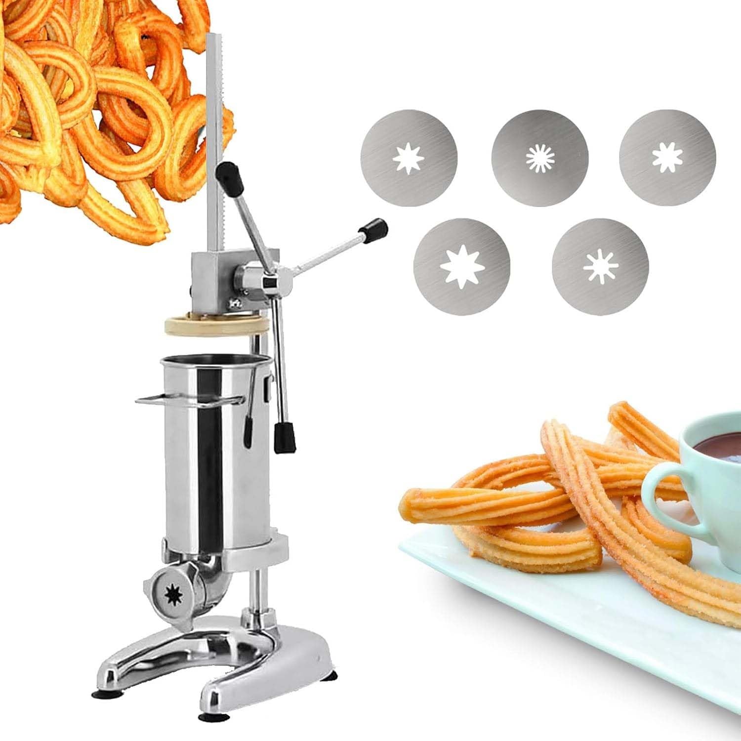 Presse À Pâte Commerciale, Machine À Churros Multifonctionnelle. Caractéristiques Avec Capacité 3L Et 5 Buses. Pour Production À Grand Volume Dans Divers Établissements Alimentaires.(3L)
