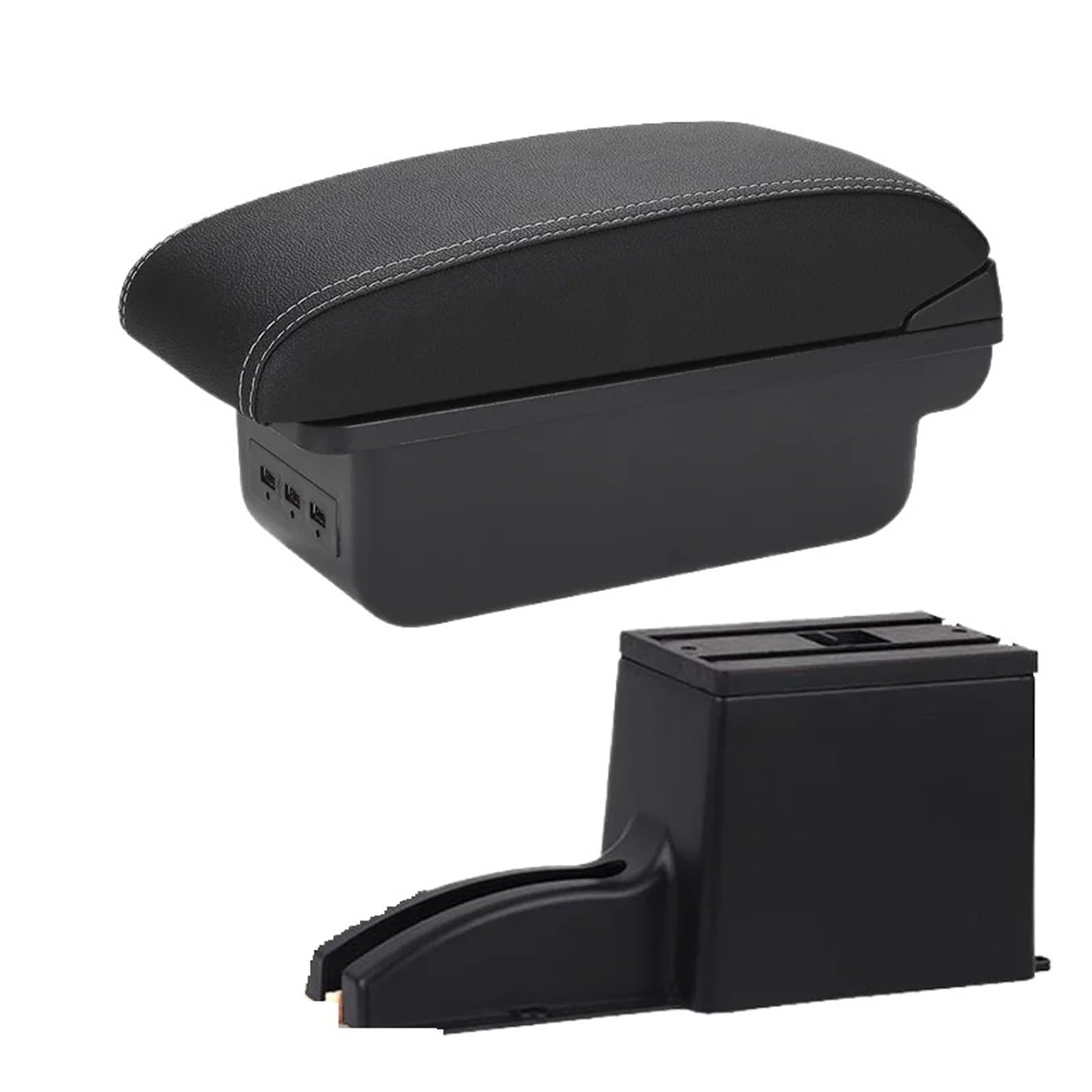 Umdjju B3 Black White 3Usb For Lada For Granta For Kalina Car Armrest Storage Box Accessories Interior Details Car Centre Console Armrest Box(B3 Black White 3Usb)