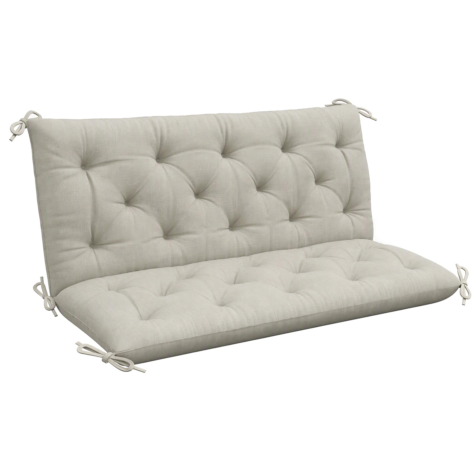 Outsunny Unisex Light Grey Garden Bench Cushion, Seat Pad With Ties In