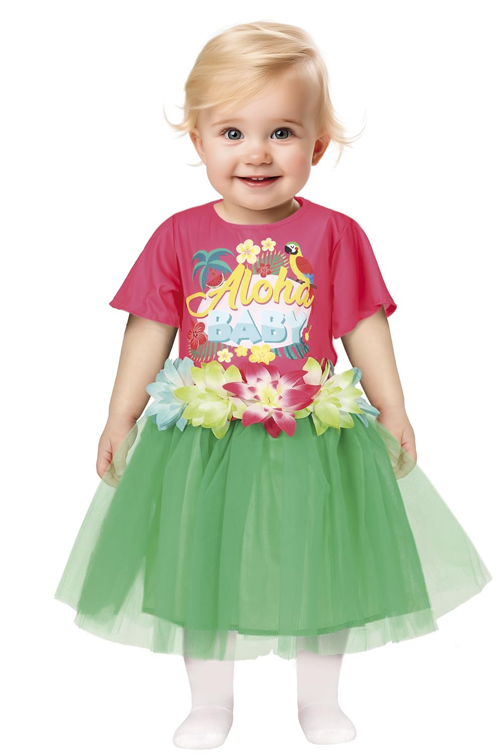 FIESTAS GUIRCA | Costume Aloha Tropical Enfant - T-shirt et Tutu - Costumes d'Été et de Graduation pour Fêtes Costumées et Célébrations - Idéal pour Petites Filles