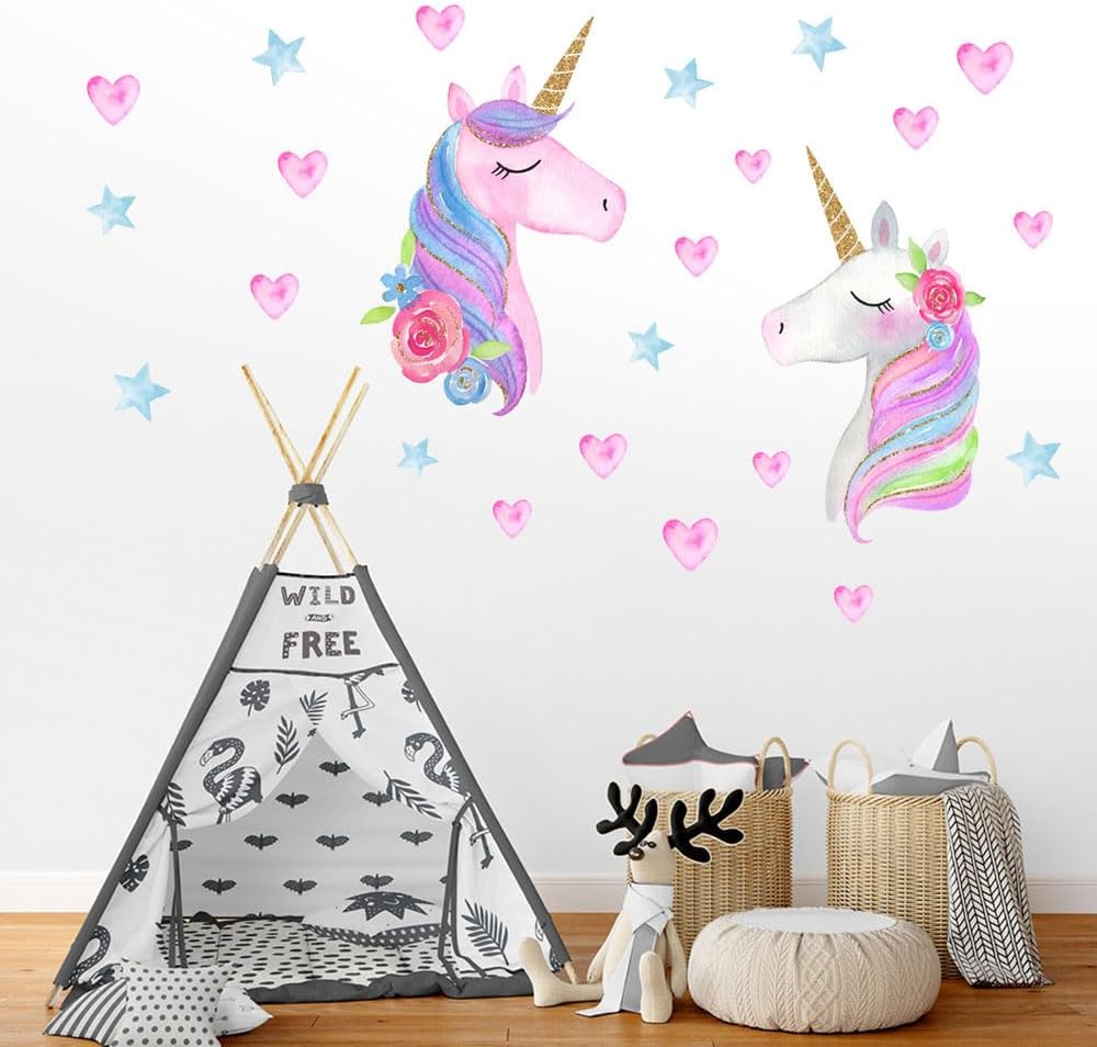 Pegatina de pared de unicornio 3D de animales y fl... - Grandado Pegatina de pared de unicornio 3D de animales y fl... - Grandado