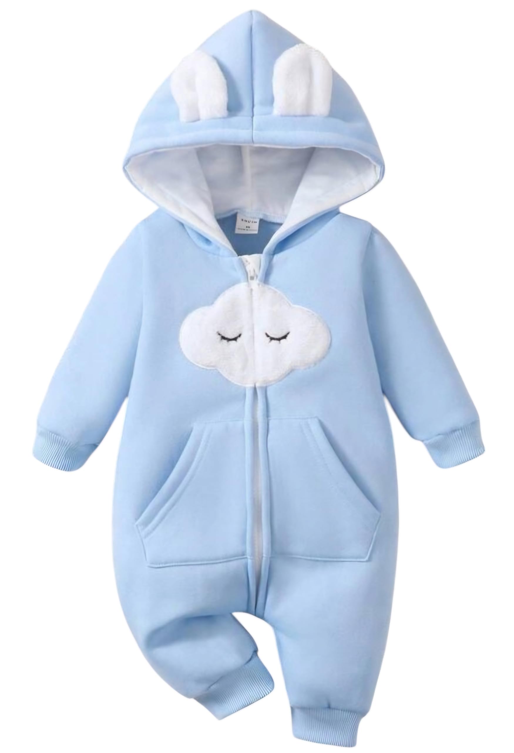 first kick Baby and Kids Cotton Fleece Romper Jumpsuit Onesie Sleepsuit Clouds Embroided-picture-34