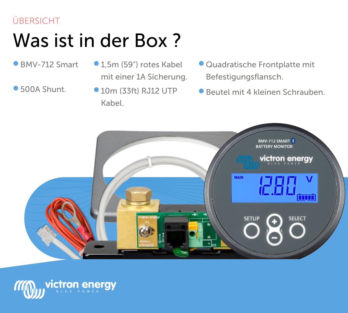 Victron Energy BMV-712 Smart Batteriemonitor - 6.5-70 VDC - Fungiert als Batteriewächter - Display und Bluetooth - Grau