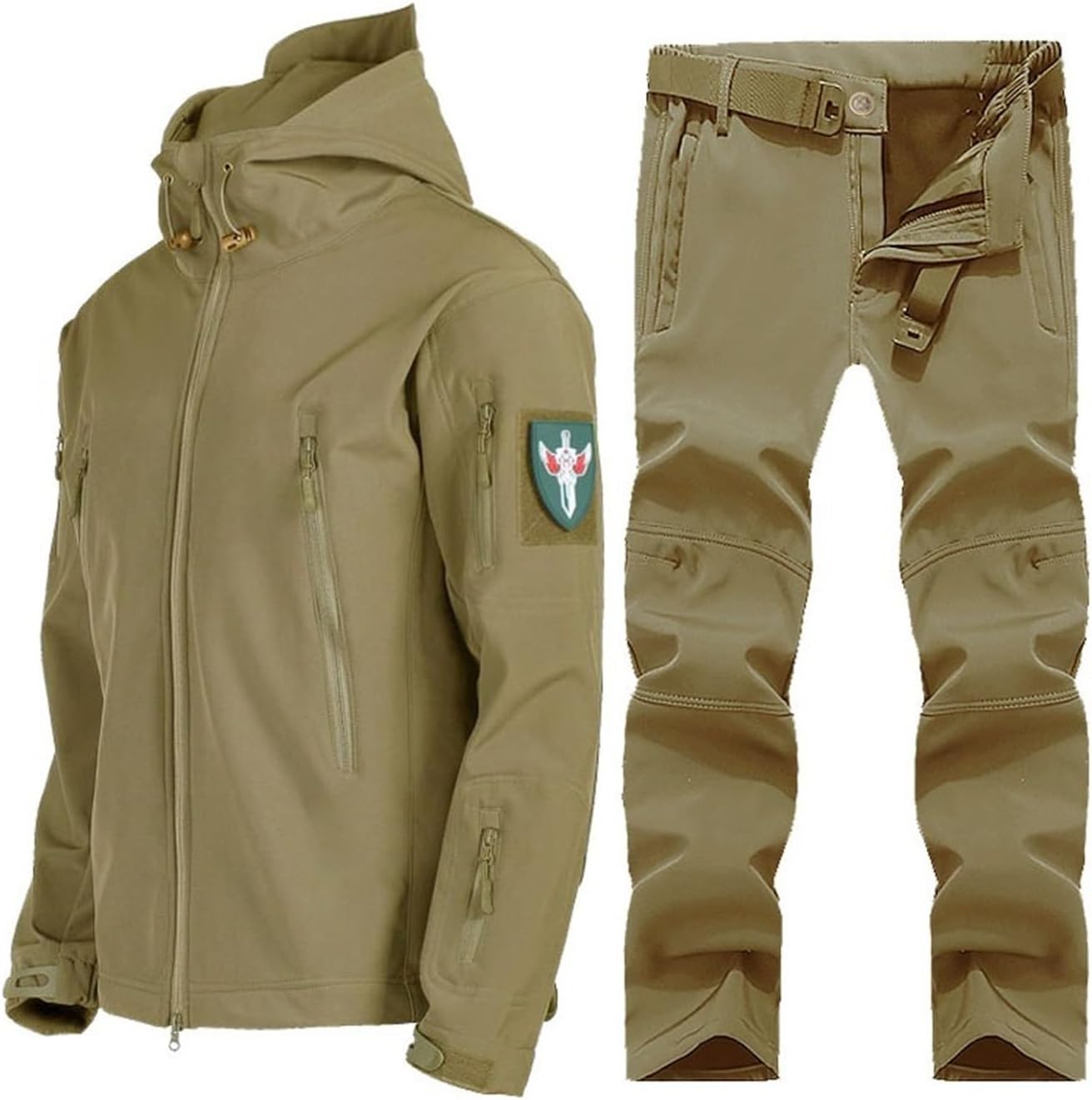 Wygwlg Men's Winter Ski Suits, Trendy Winter Warm Waterproof Windproof Hooded Jacket and Pants with Arm Band and Belt