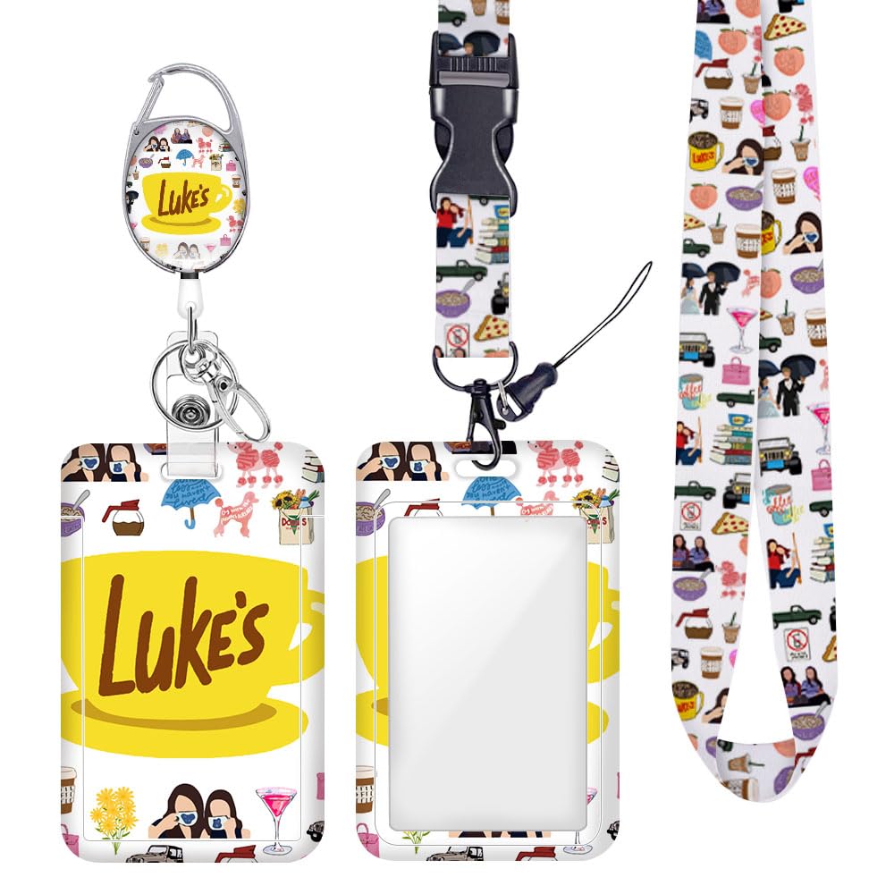ID Badge Holder with Lanyard Retractable Badge Reel Funny TV Show ID Card Holder Coffee Inspired Gift Lanyards for ID Badges Vertical ID Protector