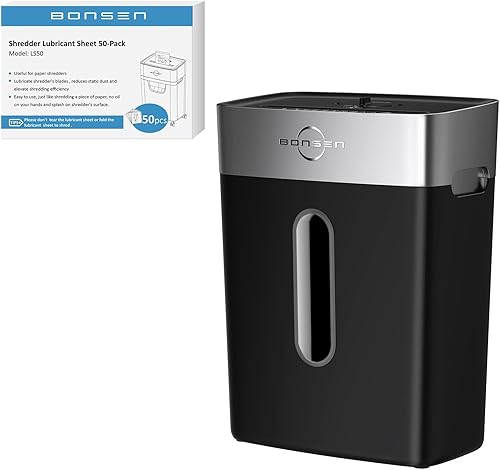 BONSEN Trituradora de papel de 6 hojas microcortadas y lubricantes paquete de 50