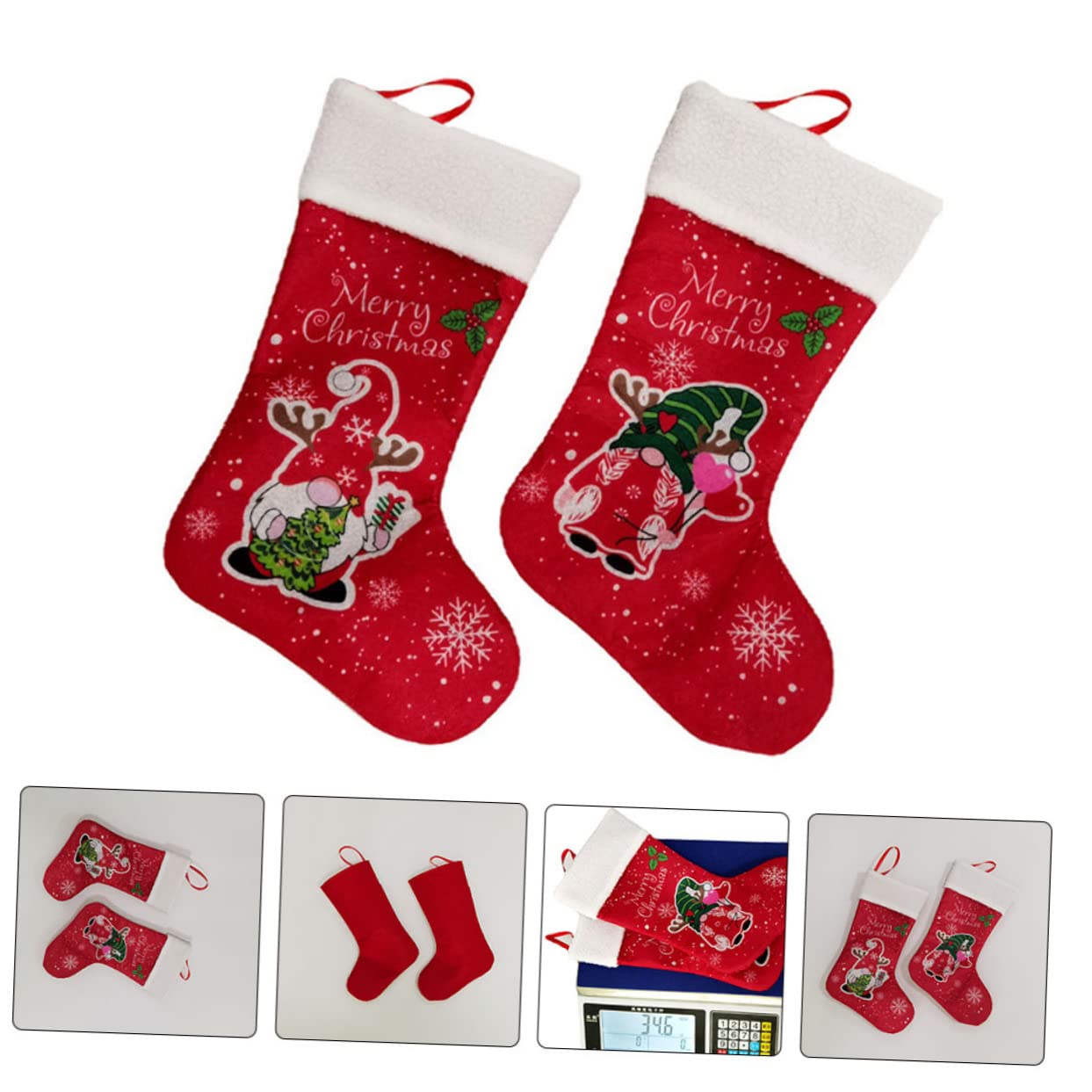 Cabilock 8 Sätze Weihnachtsstrumpf-geschenktüte Baum Weihnachten Weihnachtsstrumpf Mit Füßen Mann Girlande Plüsch Ornamente Dekorationen Hängende Geschenksocken Rot Vliessocken 2 Stück * 8