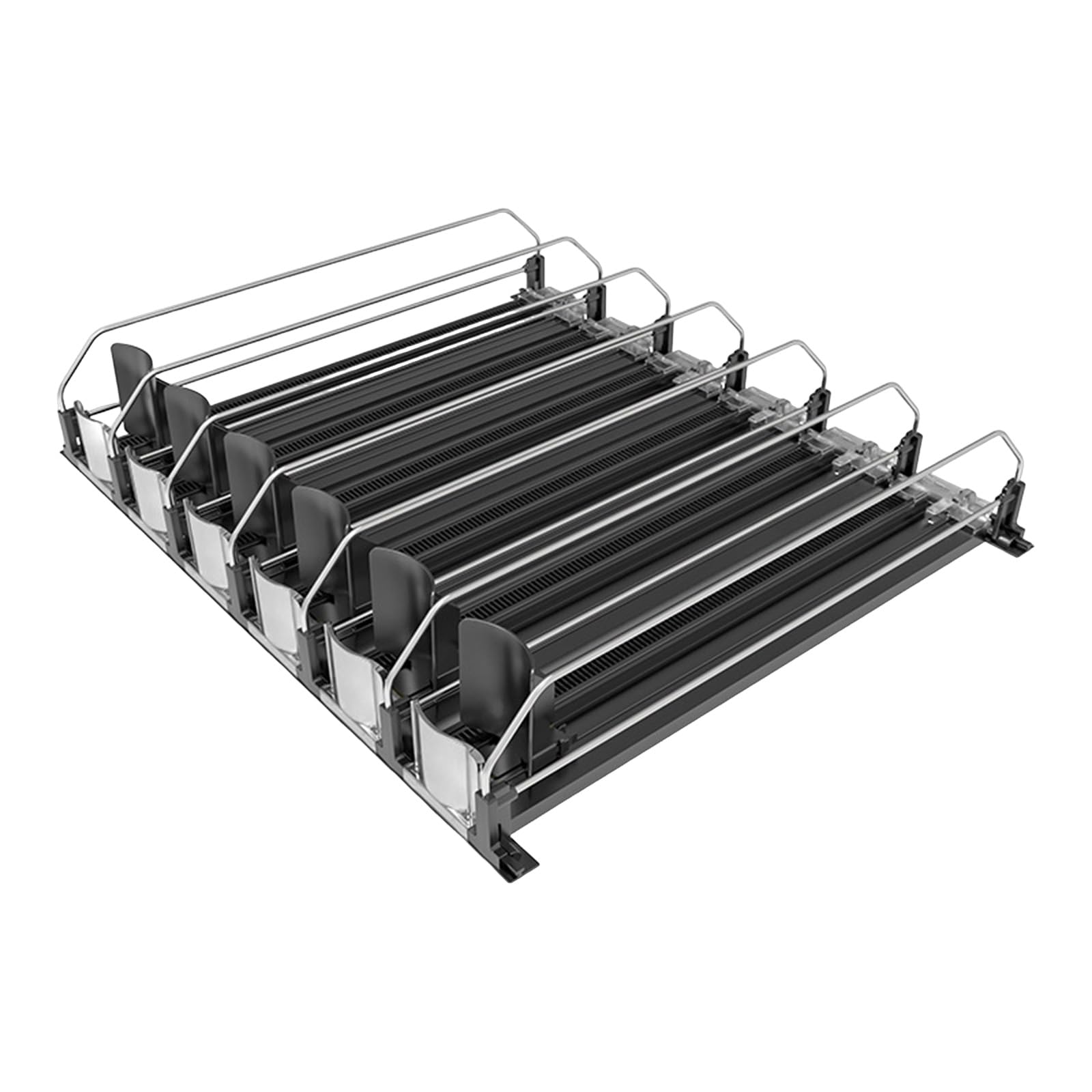 Refrigerator Can Shelf Organizer with Spring Loaded 12.2 in Pusher Track for Orderly Beverage Access and Display Beverage Shelf Pusher Can Display Row Drink Track Refrigerator Retail Restock Lane Feed