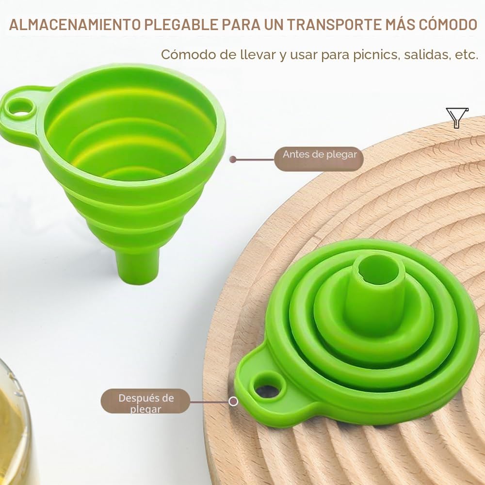 Juego de 3 Embudos Plegables - Embudo Plegable de Silicona Embudo Cocina Gadget Embudos para Cocina para Transferencia de Líquido(Pequeño/Mediano/Grande)