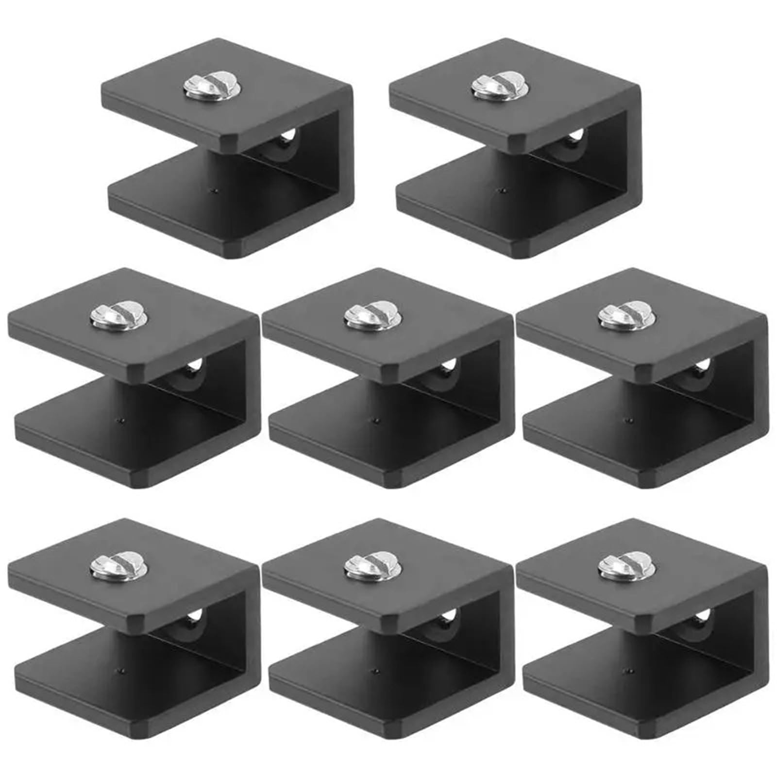 16pcs Shelf Glass Clamp Brackets Adjustable Floating Holder Clipmounts Partition(1.9x1.8cm)