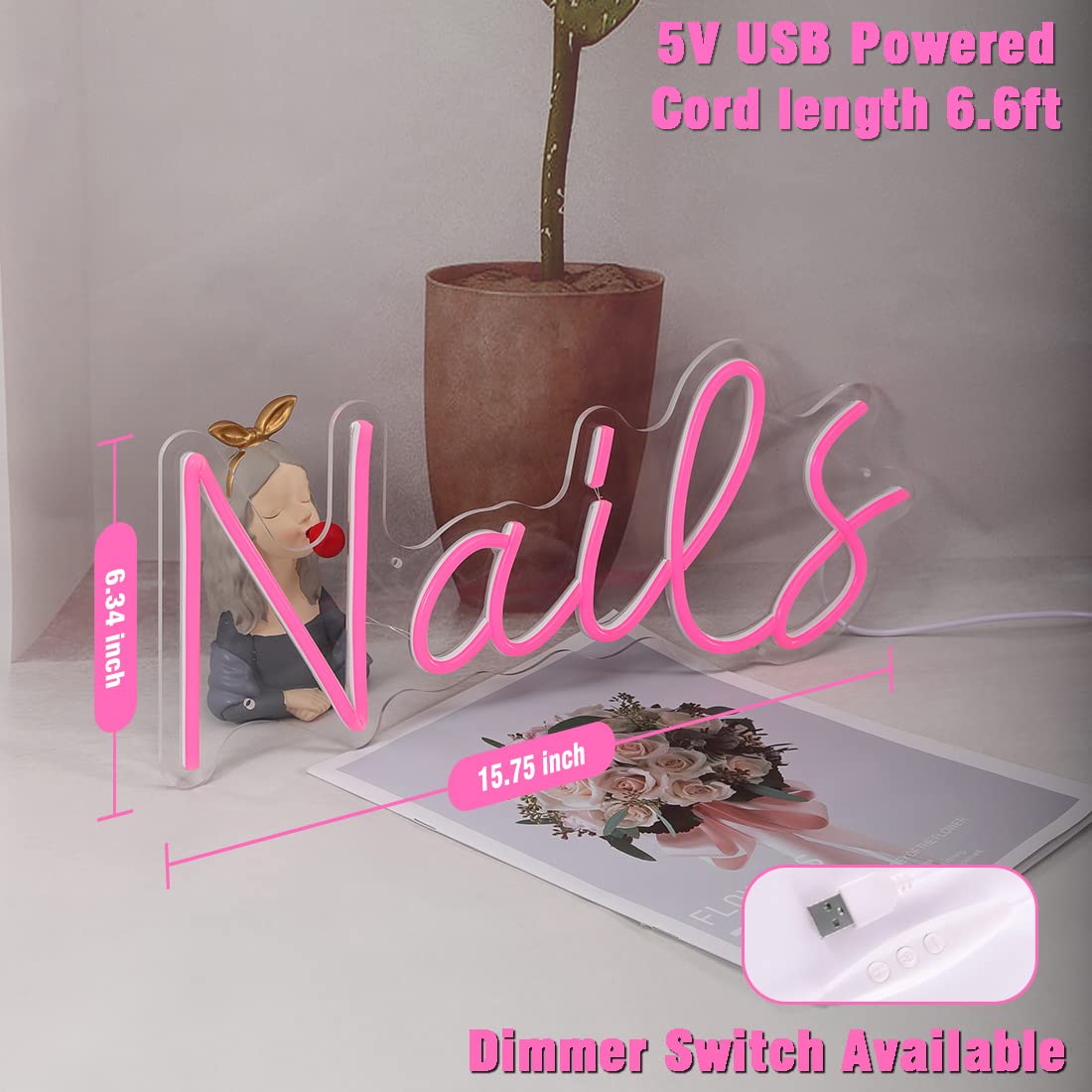 Planzo Nails LED neonowy znak świetlny fajne dziewczyny sypialnia biurko dekoracja ścienna salon piękności studio sklepy biznesowe logo sklepy fryzjerskie znaki szef pani prezent urodzinowy prezent