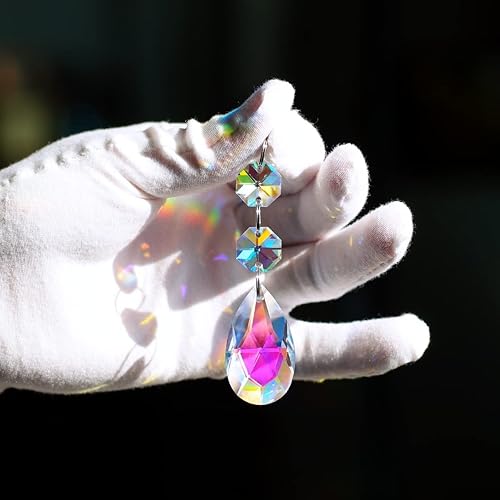 Miniatura 9 de GOLDENHAITAI 20 piezas de 1.496 in de lágrima de cristal prismas de perlas colgantes, colgantes de cuentas de cristal para decoración de candelabros