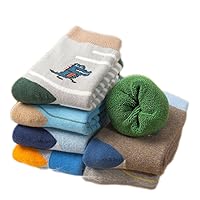 Alxad Kids Merino Wool Thermal Socks for Toddlers Boys Girls Winter Socks Thick Warm Heavy Cosy Crew Boot Skiing Animal Socks 5 Pairs