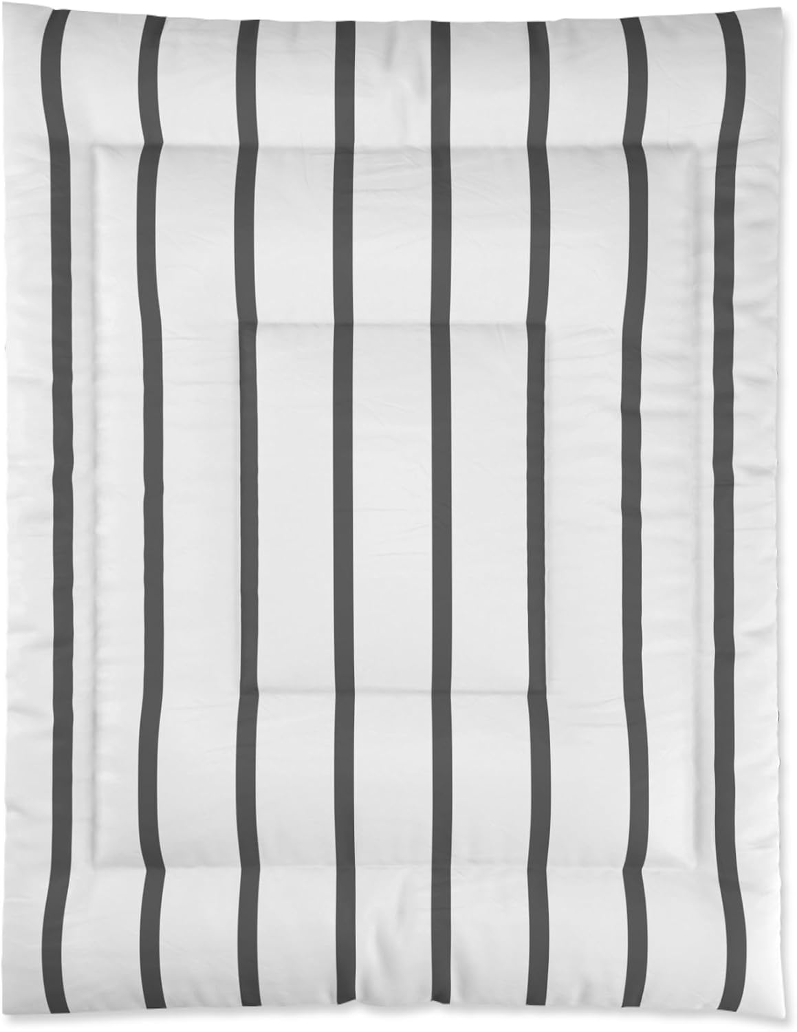 Gray Striped Minimalist Comforter | Modern Black White Bedding