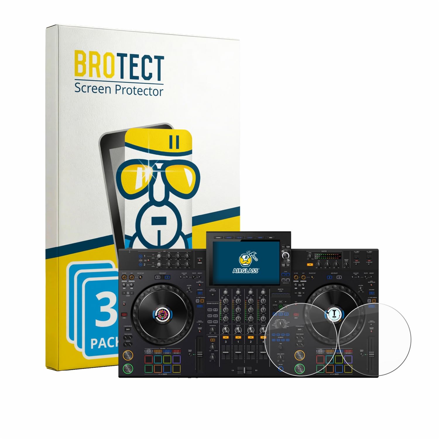 brotect Pellicola Protettiva Vetro per AlphaTheta XDJ-AZ (Jog) Protezione Schermo (3 Pezzi) [Durezza Estrema 9H, Chiaro]