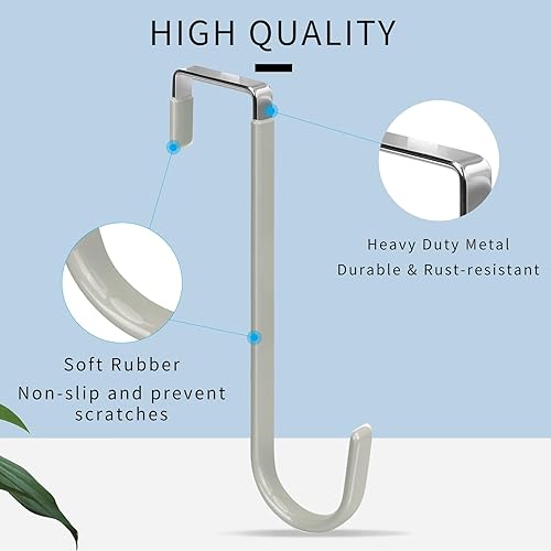 Miniatura 3 de FYY Ganchos para colgar sobre la puerta, paquete de 4 ganchos largos mejorados para puerta con goma para evitar arañazos, ganchos organizadores