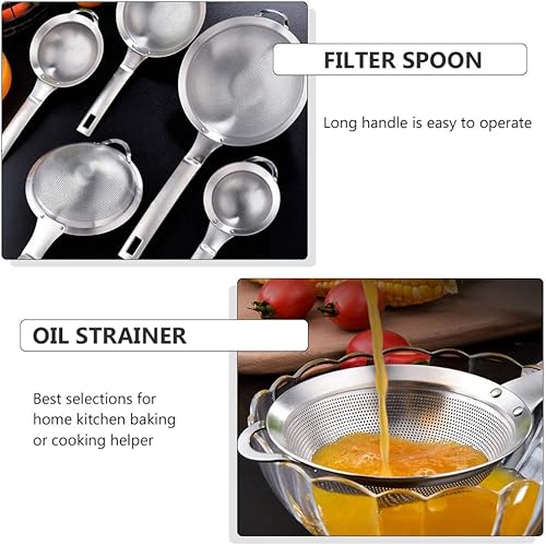 Miniatura 7 de Cabilock 1 colador de acero inoxidable para jugo y mango ergonómico, cuchara de filtro apta para lavavajillas, herramienta de cocina para cocinar