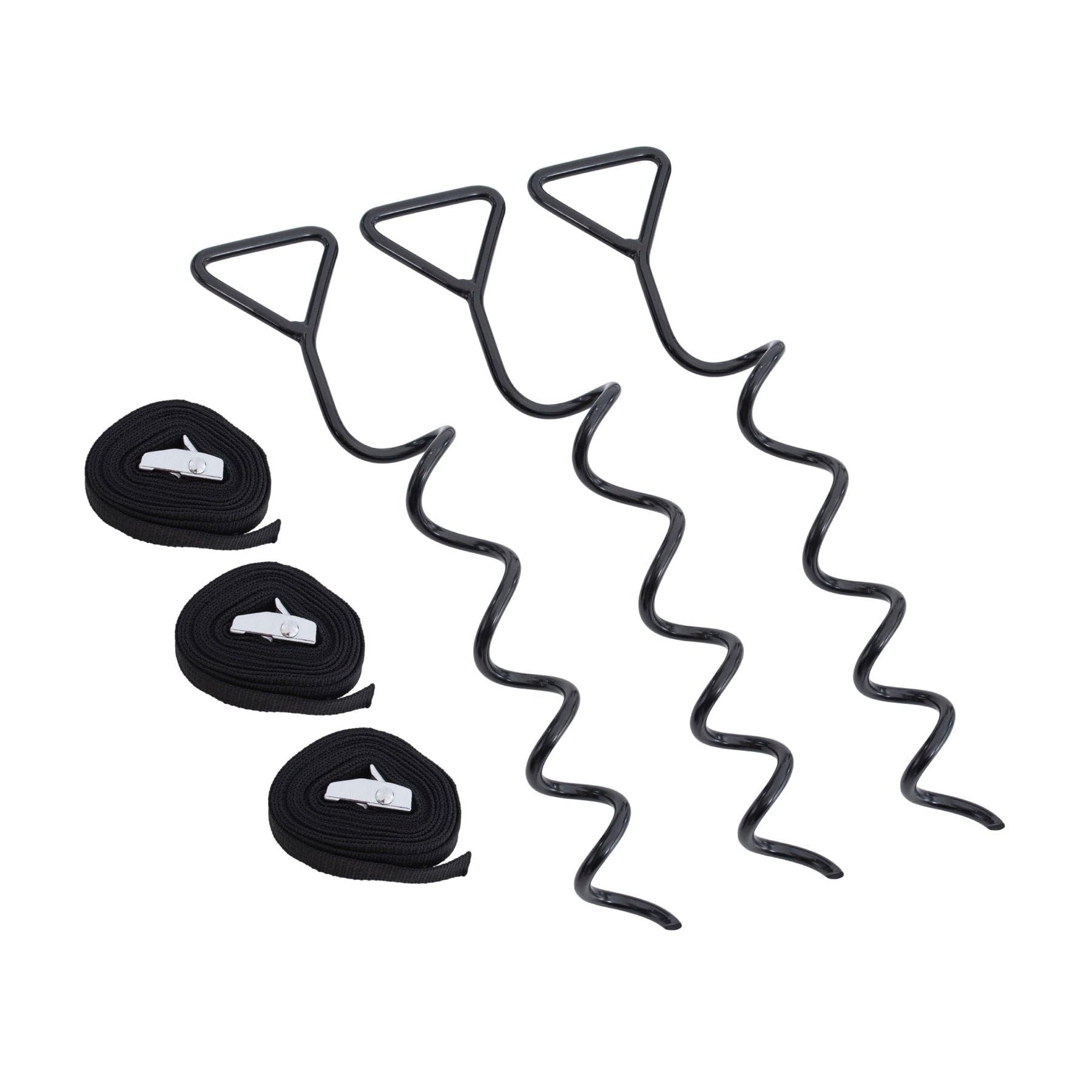 TP Toys - Infinity Rectangular Trampoline Anchor Kit includes Three Galvanized Corkscrew Anchors and A Trampoline Spiral Ground Anchor Kit With Two Strong Webbing. Tear Resistant Tie Down Straps.