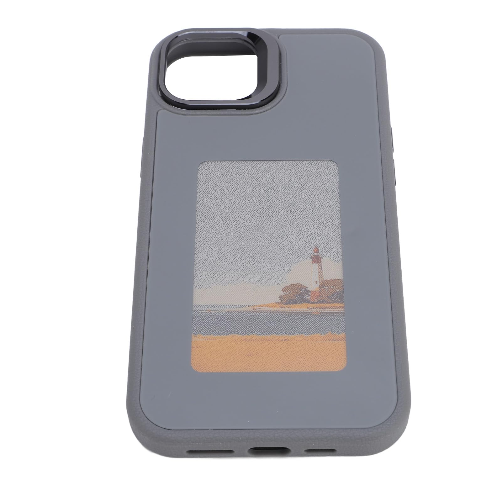 Cocoarm Caja del Teléfono con Pantalla de Tinta TPU y Aleación de Aluminio Caja del Teléfono Inteligente NFC Pantalla de Fotos DIY Soporte de Lente Anti Caída para 14 Plus para Viajes, Trabajo, Uso