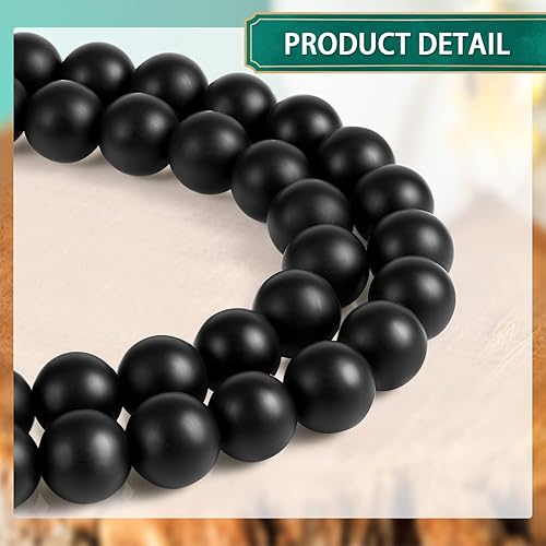 Miniatura 3 de Kigeli 600 cuentas redondas de ónix negro mate natural de ágata negra esmerilada, cuentas sueltas para hacer joyas, pulseras, collares, bricolaje