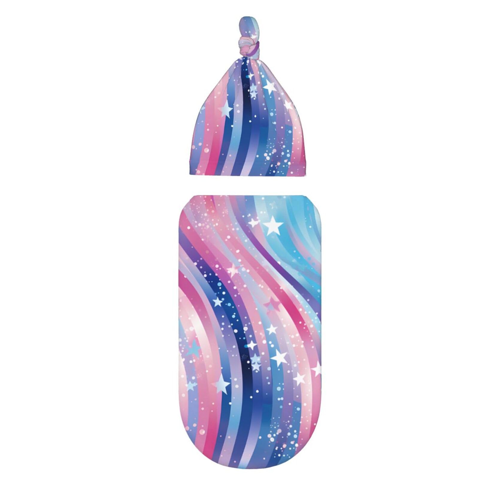 3D Stars zestaw koców i kapeluszy dla noworodków, przytulna chusta dla niemowląt, malucha, komfort, 29 x 53 cm