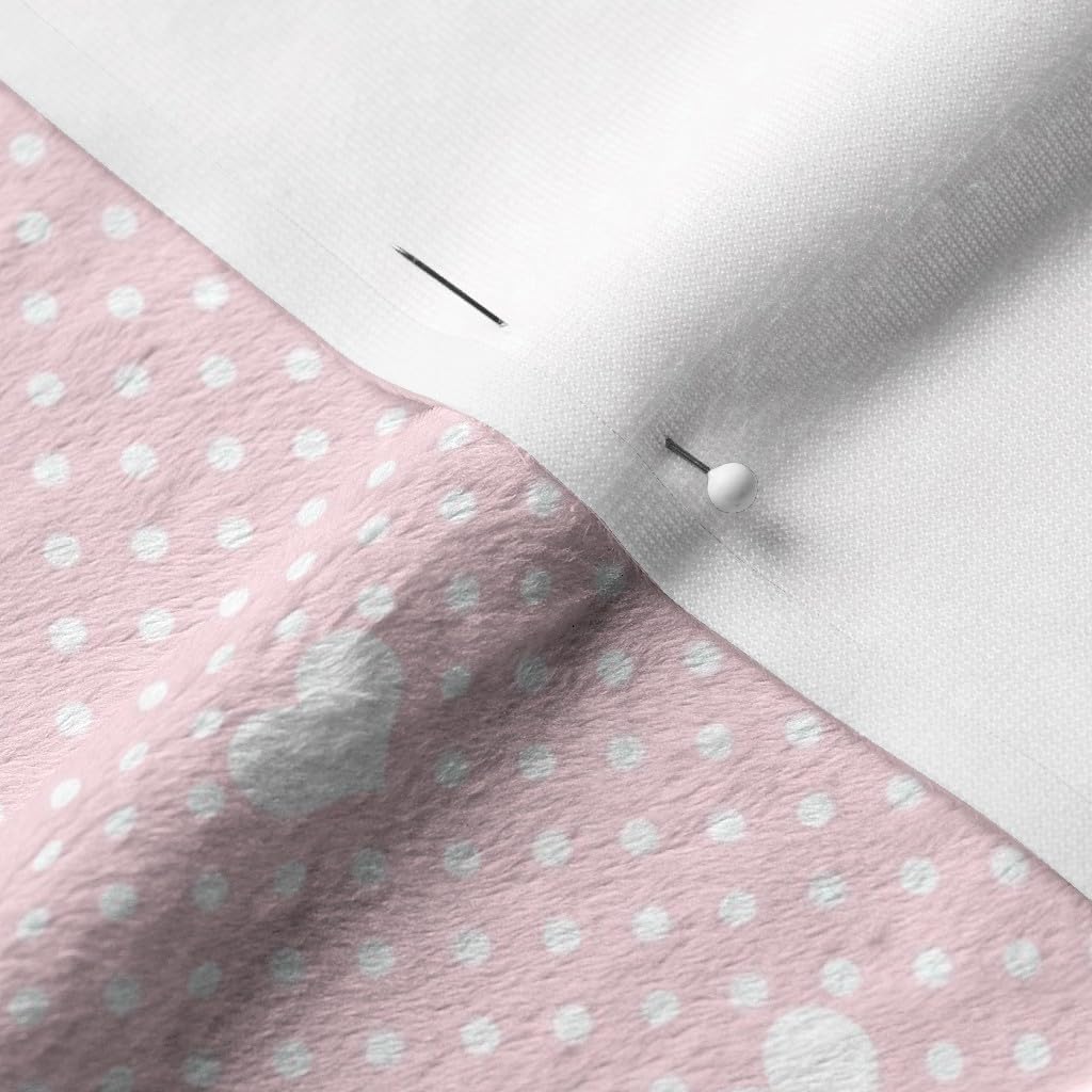 Spoonflower Fabric - Polka Dots Heart Rose Pink Nursery Printed on Minky Fabric by The Yard - Sewing Baby Blankets Quilt Backing Plush