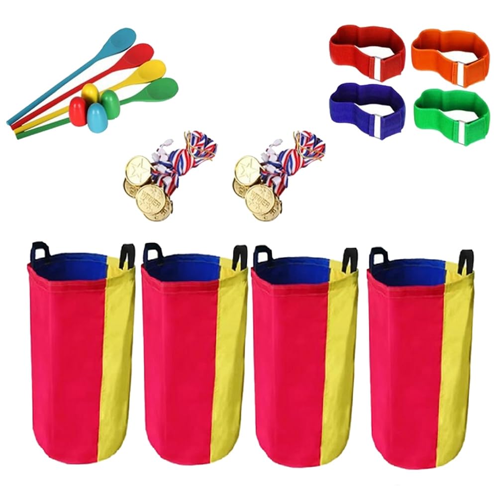 Kartoffelsackbeutel, Eierlöffel-Rennen, 3-beiniges Rennband, Lochsack Sitzsack, Fangschwanz-Spiele, Geburtstags- und Feldtag, Familientag, Rasen, Outdoor-Karnevals-Spiele