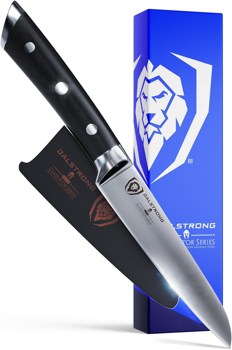 Dalstrong 果物ナイフ - 9cm(3.5インチ) - グラディエーターシリーズ - ドイツ製ティッセンクルップ高カーボン鋼鍛造 - - シース付属 - NSF認証済み 8.9cm(3.5インチ)パーリングナイフ ブラックG10ハンドル