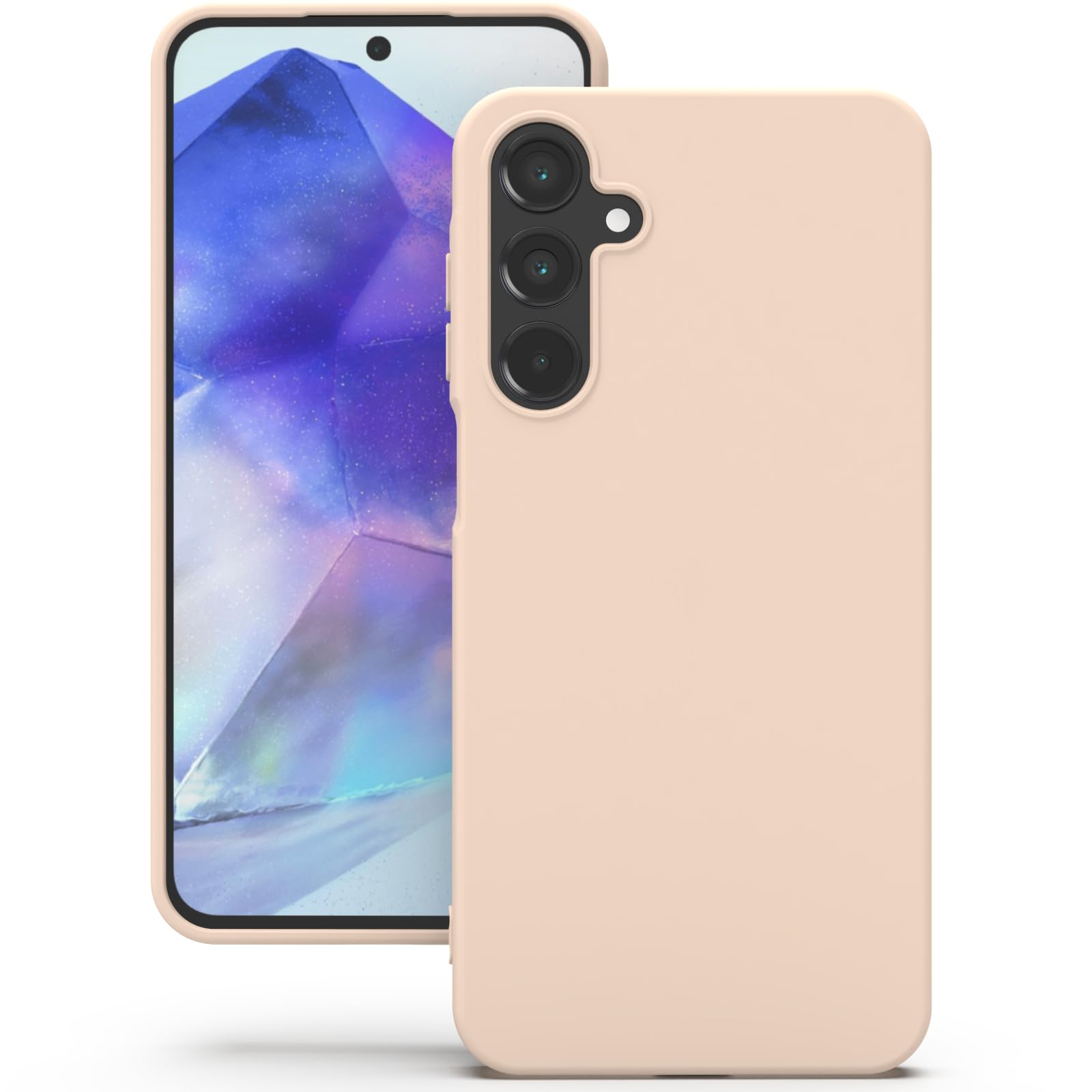 YATWIN Silicone Back Case for Samsung Galaxy A55, Soft-Touch Phone Back Cover for Samsung Galaxy A55 - Link Pink